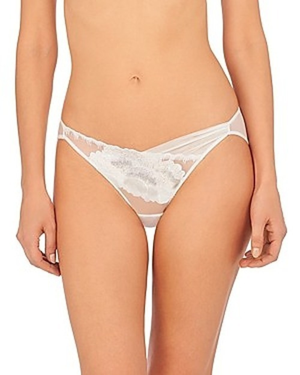 NWT Natori Mesh Bikini Soft White Embroidery and Mesh, Size L